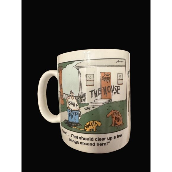 The Far Side "The Mug" Gary Larson Oz 1987 Coffee Mug +  Box the house cat dog - Picture 2 of 6